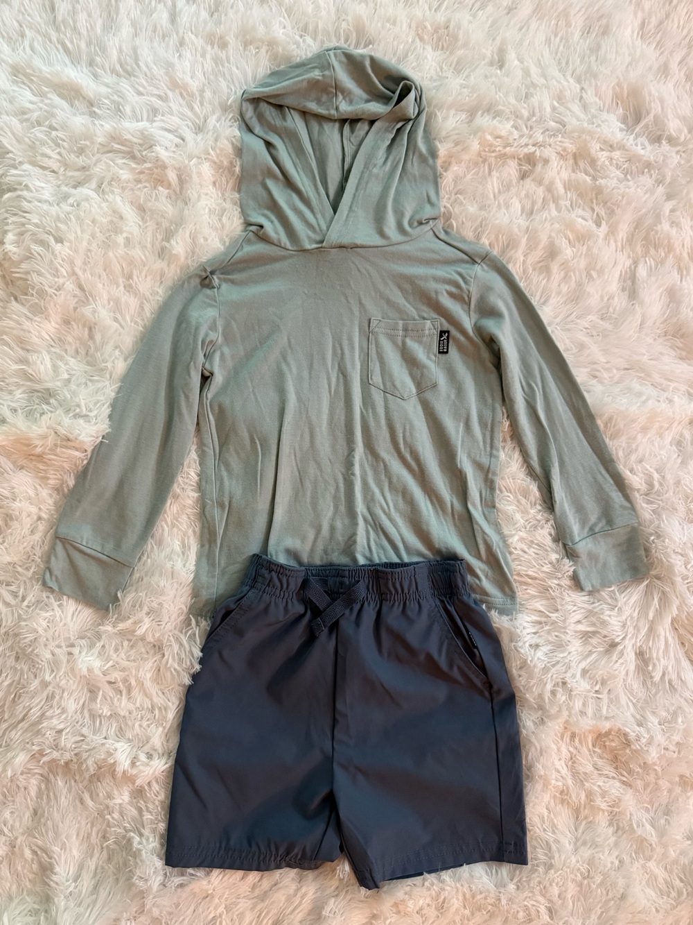 Hooded Top with Navy Kids Shorts